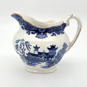 Burleigh Ware Blue Willow Large Coffee Creamer Dinnerware Tableware UK England